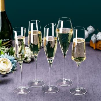 奢華水晶玻璃香檳杯創意個性氣泡酒雞尾酒杯子一對家用歐式高腳杯