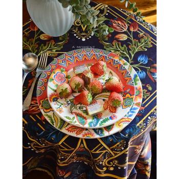 埃蘭迪爾美式鄉村復古風餐具伊斯坦堡喜慶裝飾擺盤釉下彩西餐盤子