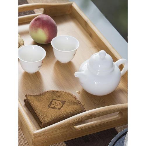 小號單層簡約竹制托盤長方形茶盤水杯杯子水壺杯盤大號日式收納盤