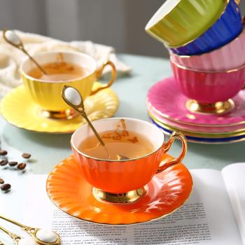 金邊歐式小奢華咖啡杯ins風下午茶具骨瓷小精致馬克杯杯碟套裝