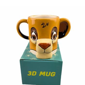 3D立體手繪陶瓷馬克杯 純手繪動物杯彩繪獅子王咖啡杯 獅子水杯