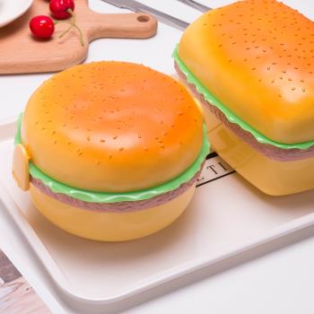 迷你三層漢堡學生便攜飯盒 可愛 方形創意便當盒 韓版外帶零食盒