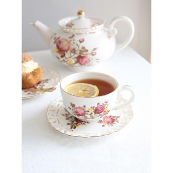 法式復古玫瑰陶瓷描金歐式宮廷咖啡杯碟英式下午茶紅茶杯拿鐵杯K1