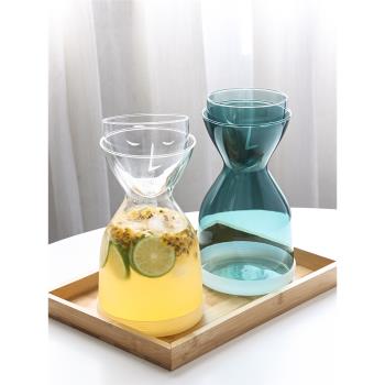加點樂北歐復古耐熱玻璃冷水壺水杯套裝茶壺家用大容量涼水壺透明