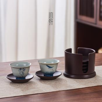 電木茶杯墊功夫茶道茶具隔熱墊子杯托日式家用黑檀木組合套裝配件