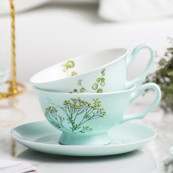 五房野生植物咖啡杯下午茶具套裝田園風茶具陶瓷咖啡杯小精致骨瓷