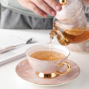 英式下午茶壺具套裝家用簡約骨瓷優雅高檔歐式花茶杯紅茶杯小奢華