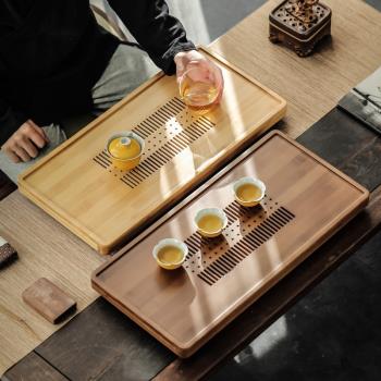 高端茶盤家用儲排水小型干泡茶臺辦公室中式輕奢茶海客廳簡易單盤