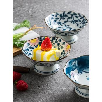 日式高腳點心小吃碟家用精致蛋糕茶點盤陶瓷創意下午茶零食干果碟