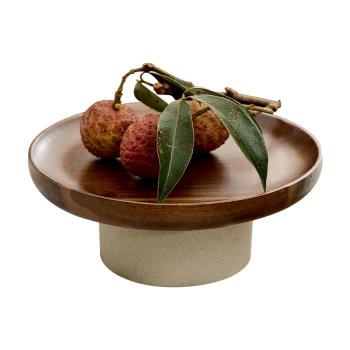 日式高端大氣家用客廳茶幾高腳木質水果托盤高顏值點心茶點零食盤