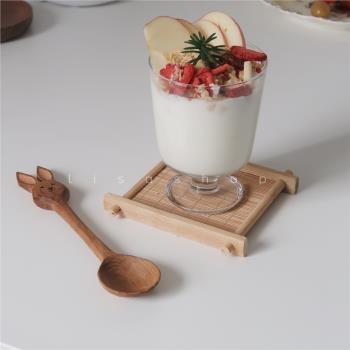 LS簡約透明高腳玻璃杯 高顏值餐廳咖啡廳冷飲果汁杯牛奶甜品慕斯