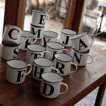 印象搪瓷 琺瑯 日式經典 字母情侶杯辦公室咖啡杯奶杯茶杯水杯