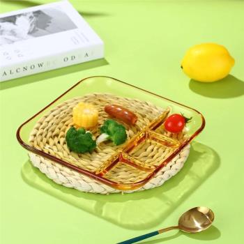 康寧同款玻璃盤分格餃子盤早餐水餃盤飯碗耐高溫可以微波烤箱
