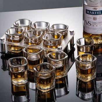 四方小酒杯創意透明水晶玻璃威士忌杯分酒器家用套裝白酒烈酒杯子
