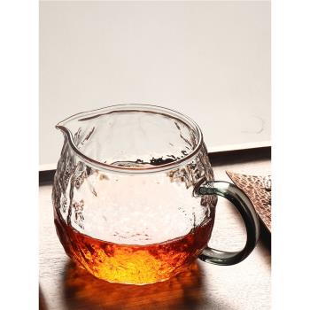 玻璃公道杯加厚耐高溫分茶器茶具樹紋日式茶海公杯茶漏杯