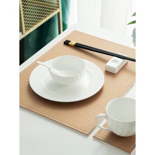 歐式西餐廳皮革餐墊隔熱墊防水防油防燙簡約方形加厚盤墊碗墊杯墊