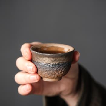 粗陶磨砂中式復古風容量小茶杯