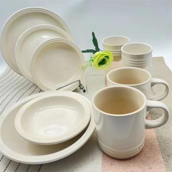 酷彩奶白色系列陶瓷釉下彩餐具套裝家用碗盤碟 ins風湯碗飯碗盤子