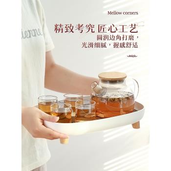 家用簡約多功能茶盤輕奢塑料茶杯托盤杯子瀝水盤水果盤瀝水茶托盤
