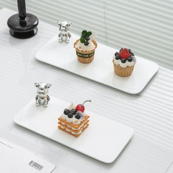 輕奢陶瓷平盤西餐餐盤 牛排托盤蛋糕碟甜品展示盤子長方形擺盤