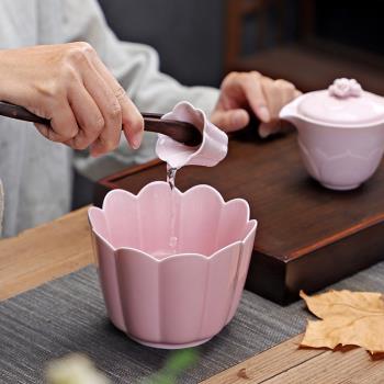 陶瓷中式建水茶渣缸茶洗復古杯洗日式陶瓷禪意水盂家用茶渣桶茶道