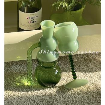 Shinymomo自制創意醒酒器夏季水壺套裝彩色玻璃杯子ins高腳復古杯