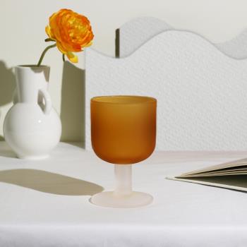 中古杯設計師款落日杯暮光之橙橘色磨砂玻璃高腳杯雞尾小酒杯禮物