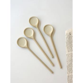 日式手工創意粗陶咖啡勺陶瓷家用小號勺子攪拌勺蜂蜜調羹廚房用具
