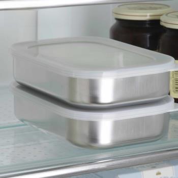 日本進口食品保鮮盒下村冰箱收納盒不銹鋼保鮮飯便當盒帶蓋2個裝