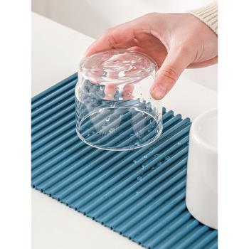 日式餐桌水臺矽膠瀝水墊餐桌墊隔熱墊純色家用多用途杯墊擰蓋子