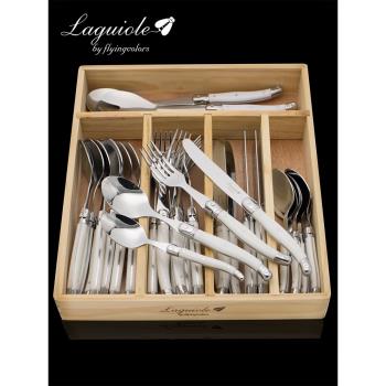 Laguiole西餐餐具套裝法國牛排刀叉勺34件套黑色柄家用餐刀叉北歐