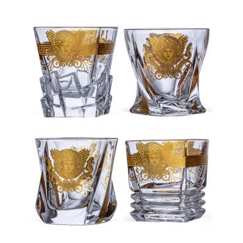 美杜莎頭像描金酒杯水晶玻璃威士忌杯洋酒杯家用水杯啤酒杯