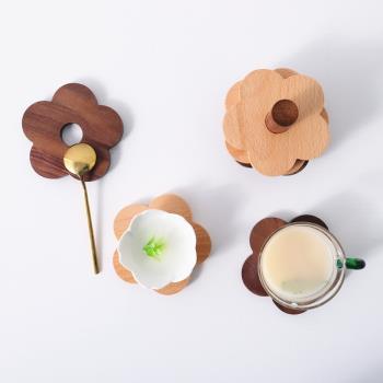 日式防燙隔熱墊子創意實木質櫸木茶水杯墊咖啡杯墊ins風馬克杯托