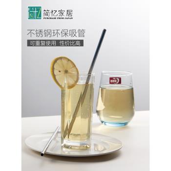 日本不銹鋼吸管環保飲管兒童果汁牛奶飲料管可彎軟毛加長小刷子