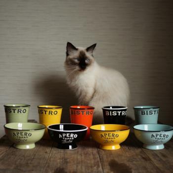 W1962歐洲訂單仿搪瓷效果高溫陶瓷雕刻英文彩色質感碗咖啡杯單杯