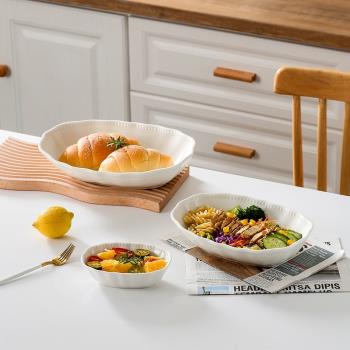 法式餐具創意浮雕湯盤深盤家用菜盤子沙拉碗陶瓷烤盤北歐碗盤組合