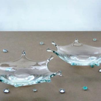 日本玻璃硝子作家水滴水花餐碟甜品碟豆皿可愛展會購入香立熏香插