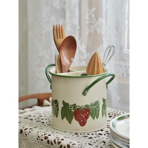 復古鐵藝餐具收納桶筷子籠廚房瀝水置物架烘焙用品收納中古風餐具