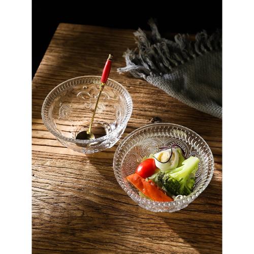 北歐創意玻璃碗家用糖水燕窩甜品碗透明水果沙拉麥片早餐碗ins風