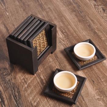 泰國實木杯墊竹編隔熱墊創意茶墊壺托茶壺墊子茶道茶具盤子墊套裝