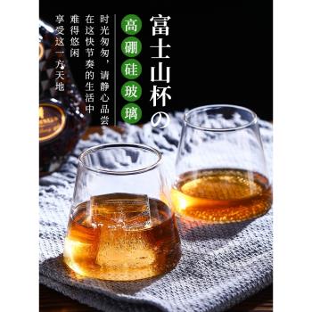 網紅創意ins耐熱高硼硅水杯果汁杯日式富士山玻璃杯威士忌杯啤酒