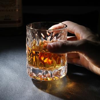 日本古典手工樹紋錘紋威士忌杯金邊玻璃洋酒杯創意個性磨砂啤酒杯