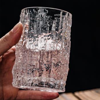 韓國ins風創意樹皮紋玻璃水杯森系加厚個性家用簡約果汁牛奶杯子