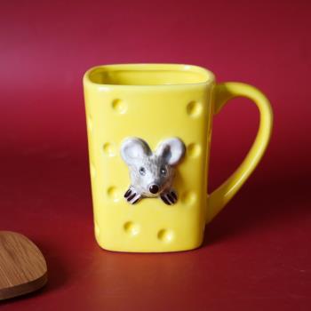 W1962新年禮物鼠年創意可愛立體黃油生肖鼠馬克杯/水杯小老鼠水杯