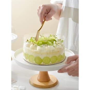 水果盤客廳家用蛋糕盤玻璃罩高腳托盤甜品架點心果盤婚慶木質托盤