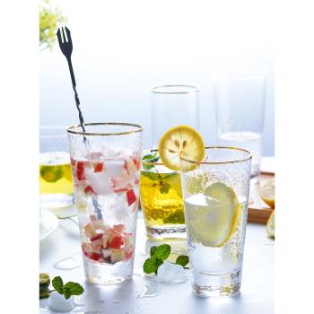 耐熱透明金邊玻璃杯子ins風創意網紅家用日式高顏值飲料飲品水杯