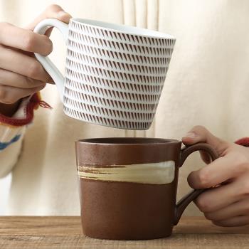 日式陶瓷馬克杯釉下彩水杯辦公杯子早餐牛奶杯茶杯帶把家用杯子