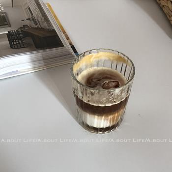 「About Life」進口復古玻璃杯豎條紋耐熱鋼化玻璃杯dirty拿鐵杯