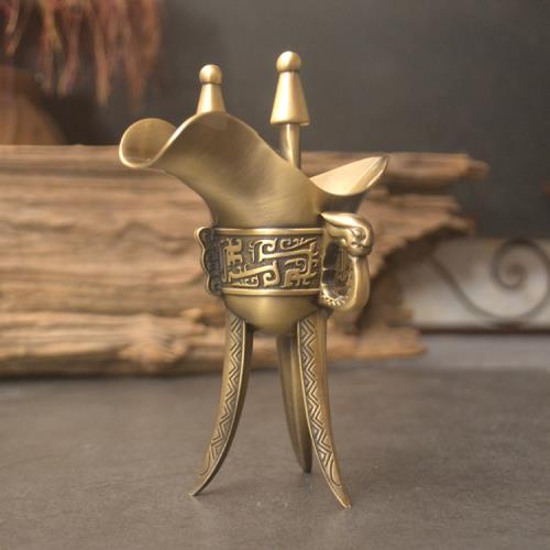 高腳杯仿古樽婚慶交杯酒復古青銅色古代帝王爵家居裝飾酒柜店用品