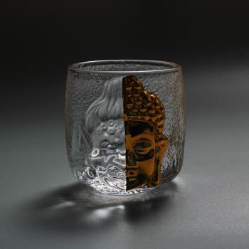禪意佛水晶玻璃茶杯琉璃辦公室會客功夫茶具茶道主人杯個人品名杯